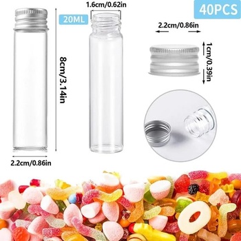 40 zkumavek se šroubovacími uzávěry, 20ml průhledné skleněné zkumavky, 22×80mm zkumavky s víčky,