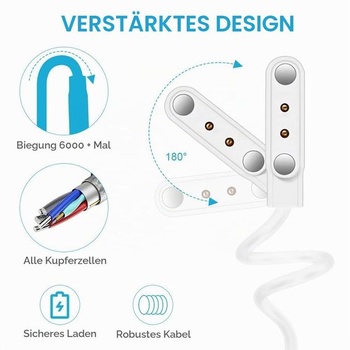 Magnetická nabíjačka AXFEE kompatibilná s náramkom Xiaomi, USB kábel č. 1 biely 4mm