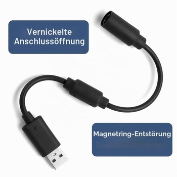 AXFEE Xbox 360 USB kábel, odtrhávací kábel s drôtovým ovládačom, čierny