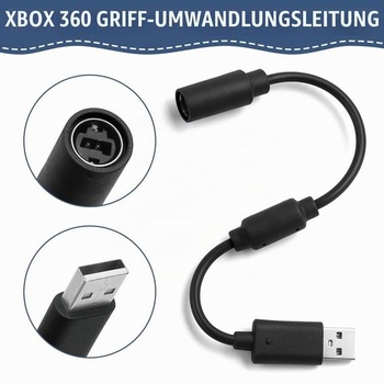 AXFEE Xbox 360 USB kábel, odtrhávací kábel s drôtovým ovládačom, čierny