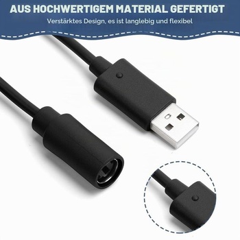 AXFEE Xbox 360 USB kábel, odtrhávací kábel s drôtovým ovládačom, čierny