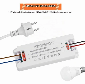 AXFEE LED transformátor 12W 12V, LED transformátor 230V na 12V konštantné napätie 12,0 12,0 Wattov