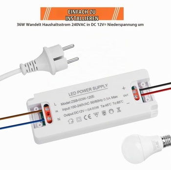 AXFEE LED transformátor 60W 24V, LED transformátor 230V na 24V konštantné napätie 12.0 60.0 Watt