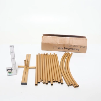 Stojan na svadobný oblúk QWORK®, zlatý kovový oblúk 2,2 x 1,2 m, pre svadby a slávnostné