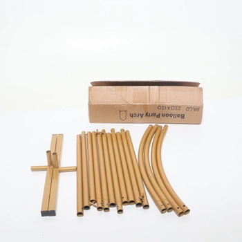 Stojan na svadobný oblúk QWORK®, zlatý kovový oblúk 2,2 x 1,2 m, pre svadby a slávnostné