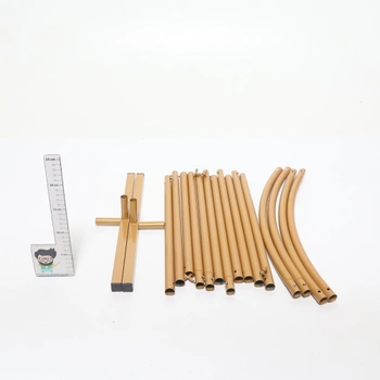 Stojan na svadobný oblúk QWORK®, zlatý kovový oblúk 2,2 x 1,2 m, pre svadby a slávnostné