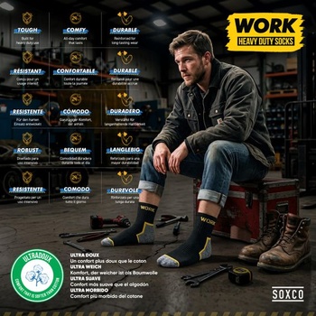 SOXCO 10 párov pánskych krátkych pracovných ponožiek, čierne | Polstrované krátke ponožky | DRI-WIK