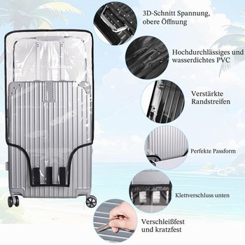 Priehľadný kryt na kufor z PVC s priemerom 28 palcov so zapínaním na suchý zips