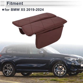 INFINAUTO Kryt středové konzole s úložným vakem pro BMW X5 2019-2024 tmavě červený 1 sada