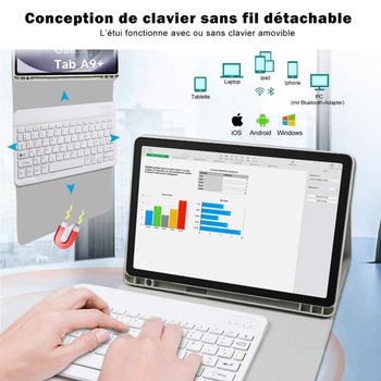 Puzdro s klávesnicou pre Samsung Galaxy Tab A9 Plus 11 palcov 2023 SM-X210/X216/X218, magnetická