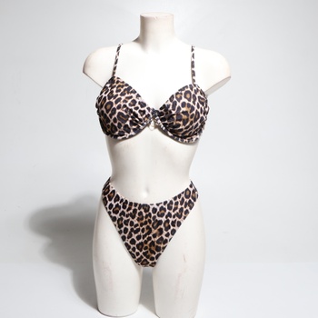 Dámsky set plaviek GORGLITTER s push-up vzorom a leopardím potlačou, špagetovými ramienkami, kosticami,