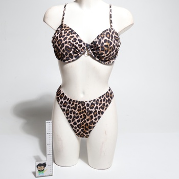 Dámsky set plaviek GORGLITTER s push-up vzorom a leopardím potlačou, špagetovými ramienkami, kosticami,