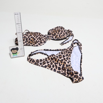 Dámsky set plaviek GORGLITTER s push-up vzorom a leopardím potlačou, špagetovými ramienkami, kosticami,