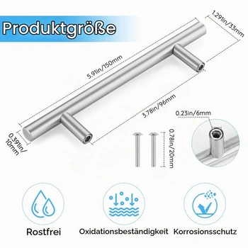 Úchytky kuchynských skriniek, 6 úchytiek zásuviek s rozstupom otvorov 96 mm, strieborné úchytky skriniek,