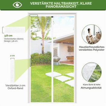 UPGRADE Sieť proti hmyzu na balkónové dvere 90x220 cm, Sieť proti hmyzu na dvere so silnými magnetmi,