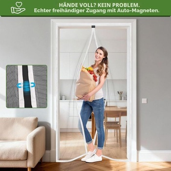 UPGRADE Sieť proti hmyzu na balkónové dvere 90x220 cm, Sieť proti hmyzu na dvere so silnými magnetmi,