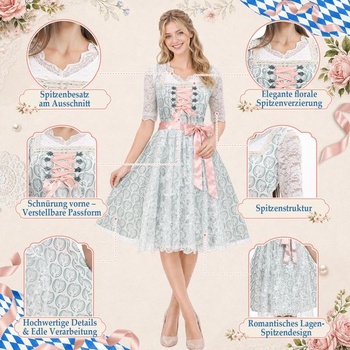 Dámske kostýmy na Oktoberfest, dirndl Oktoberfestový kostým zelený L