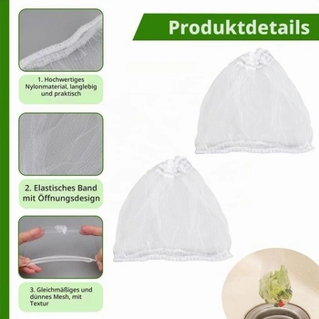 300 elastických sáčků do dřezu, jednorázové filtry do dřezu 9 x 8 cm, síťované sáčky do kuchyňského