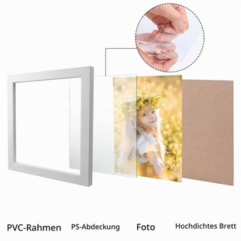 Fotorámik 30x30 cm, 1 kus biely štvorcový fotorámik, pre fotografie a umelecké diela 30x30 cm,