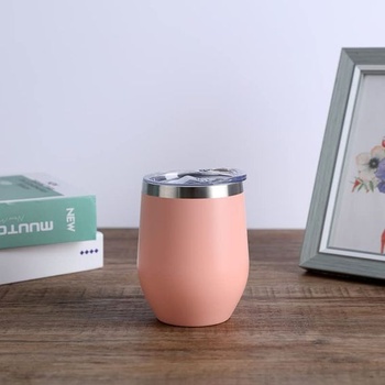 Nerezový hrnček na víno s objemom 340 ml bez stopky a viečka, dvojstenný izolovaný cestovný hrnček,