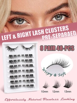 Riasy Wimpern, predlžovacie riasy 10-13 mm, riasy Siligli C/D, vlnité, 8 párov, Chic Cat, zmiešané 10-13