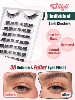 Riasy Wimpern, predlžovacie riasy 10-13 mm, riasy Siligli C/D, vlnité, 8 párov, Chic Cat, zmiešané 10-13