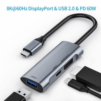 GKEAPZA USB Type-C Hub, 3v1 multiportový rozbočovač s 4K displejom, USB 2.0 a Type-C PD na prenos