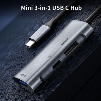 GKEAPZA USB Type-C Hub, 3v1 multiportový rozbočovač s 4K displejom, USB 2.0 a Type-C PD na prenos