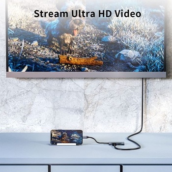 GKEAPZA USB Type-C Hub, 3v1 multiportový rozbočovač s 4K displejem, USB 2.0 a Type-C PD pro přenos