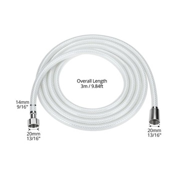 Sprchová hadica QWORK® z PVC, 3 m, odolná proti zlomeniu, vysokotlaková sprchová hadica, náhradná