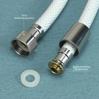 Sprchová hadice QWORK® z PVC, 3 m, odolná proti zlomení, vysokotlaká sprchová hadice, náhradní