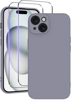 Silikonový kryt Qasyfanc pro iPhone 15, modrošedý iPhone 15…