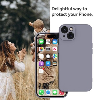 Silikonový kryt Qasyfanc pro iPhone 15, modrošedý iPhone 15 modrošedý
