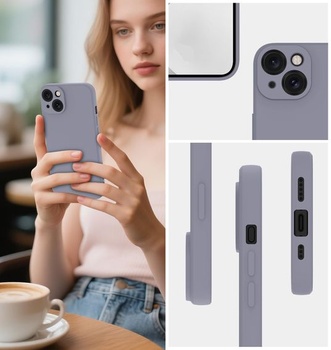 Silikonový kryt Qasyfanc pro iPhone 15, modrošedý iPhone 15 modrošedý