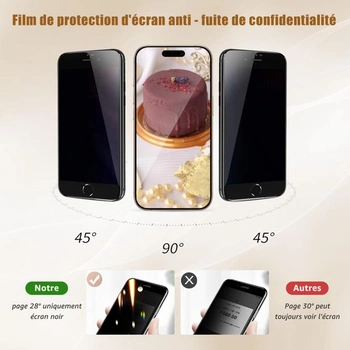 Ochranné tvrzené sklo Cable Leader Anti-Spy pro iPhone 16 Pro 5G, balení 2 kusů, CBFR4 - iPhone 16