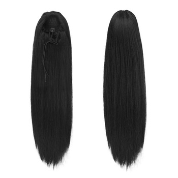 BARSDAR Dlouhý rovný culík, 40cm černý culík, syntetický, clip-in, culík, prodloužení vlasů,