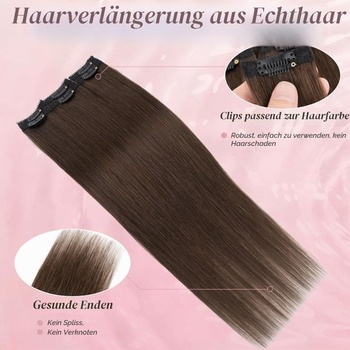 MY-LADY Clip-in vlasové prodlužování, pravé lidské vlasy, 6 kusů, 35 cm, přírodní vlasové