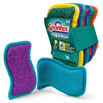 Hubičky Spontex Flex & Wash, opakovane použiteľné, obojstranné, hubky z mikrovlákna na stieranie