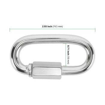 10 šroubovacích karabin M8, nerezová ocel 304, šroubovací uzávěr M8, vnitřní šířka 18 mm, délka