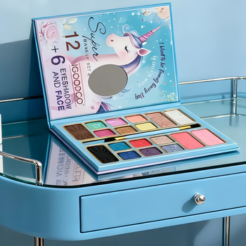 Detská kozmetická paleta Glitter Unicorn so zrkadielkom