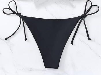 Dámske bikiny Aretas, sexy tangá, brazílske, plavky, spodný diel s bočnými ramienkami, čierne, M