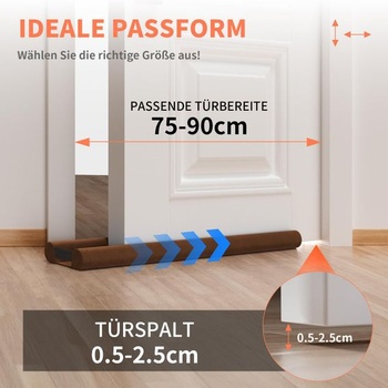 BKSAI Těsnění proti průvanu pro dveře 60-110 cm Těsnění dveří pro přední dveře bez lepidla hnědé