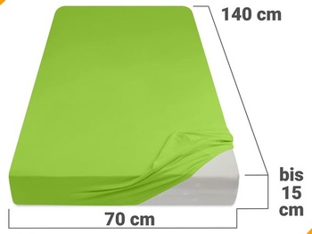 Napínacie prestieradlo npluseins Jersey 100% bavlna, 70x140 cm, jablkovo zelená Jablkovo zelená 70 x