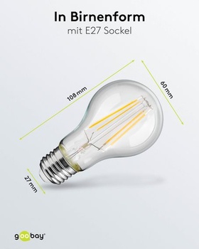 Goobay 65396 E27 Filament LED žiarovka 7W / LED žiarovka s päticou E27 / Nízkoteplotná LED žiarovka /