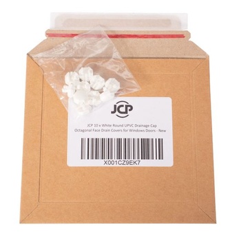 JCP 10 x biele, okrúhle krytky odtokov z UPVC, osemhranné krytky odtokov pre okná a dvere