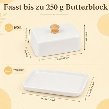 Keramická maslová miska, porcelánová maslová miska s vekom a rukoväťou