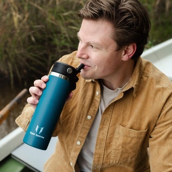 Termoska Sparrow z nerezovej ocele 750ml so slamkou a viečkom, mätovo zelená