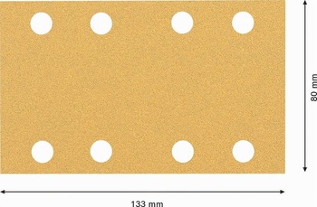 Brúsny papier Bosch EXPERT C470, 80x133 mm, zrnitosť 80, 8 otvorov, 10dielna sada. Zrnitosť 80