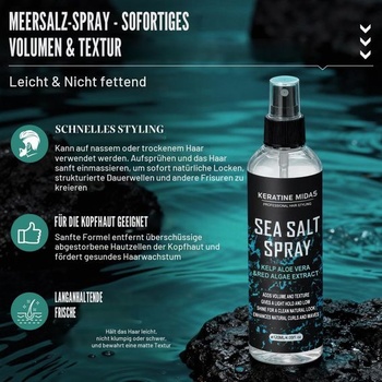 Vlasový sprej s morskou soľou pre mužov, súprava lakov na vlasy so slanou vodou, 120 ml + 10 g 60 ml
