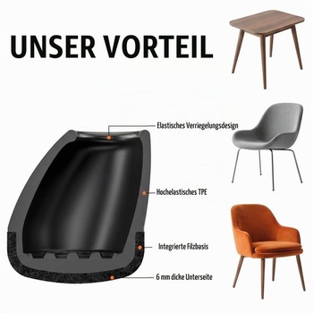 24 krytiek nôh stoličiek s plsťou, čierne, okrúhle, vhodné pre nohy stoličiek s priemerom 14-19 mm a uhla